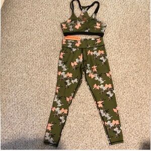 MINKPINK green & pink floral set